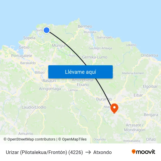 Urizar (Pilotalekua/Frontón) (4226) to Atxondo map