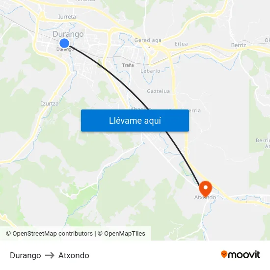 Durango to Atxondo map