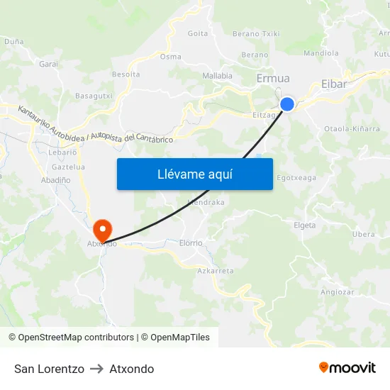San Lorentzo to Atxondo map