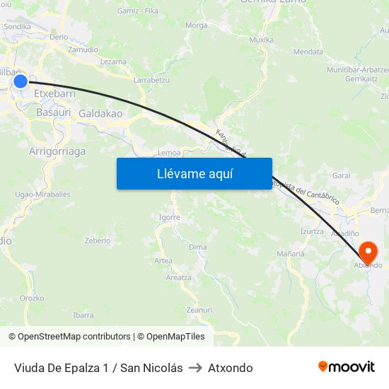 Viuda De Epalza 1 / San Nicolás to Atxondo map