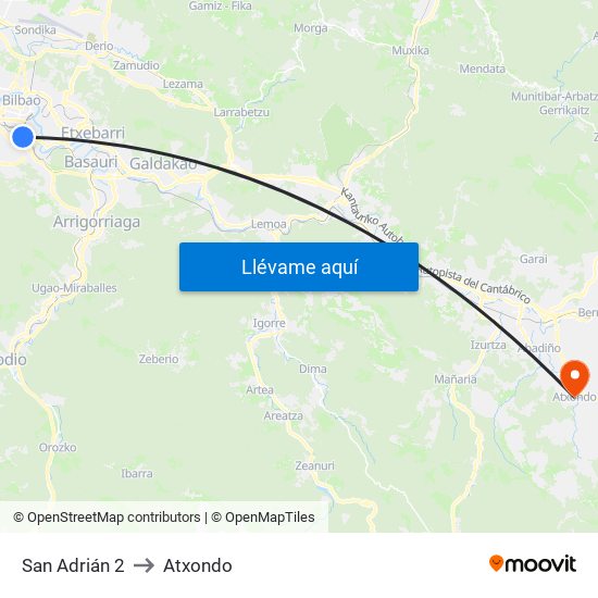 San Adrián 2 to Atxondo map