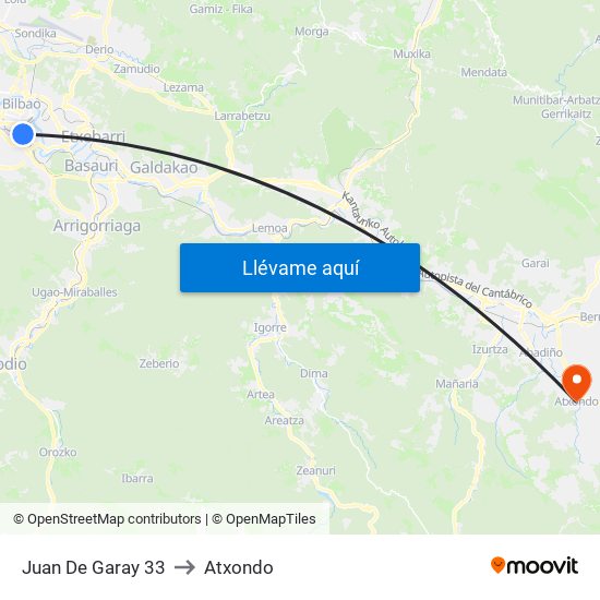 Juan De Garay 33 to Atxondo map