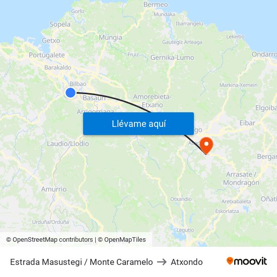 Estrada Masustegi / Monte Caramelo to Atxondo map