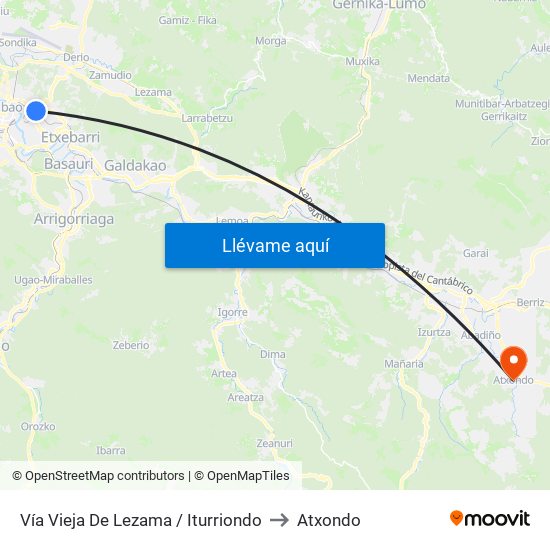 Vía Vieja De Lezama / Iturriondo to Atxondo map