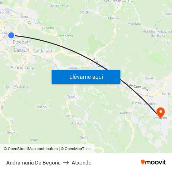 Andramaria De Begoña to Atxondo map