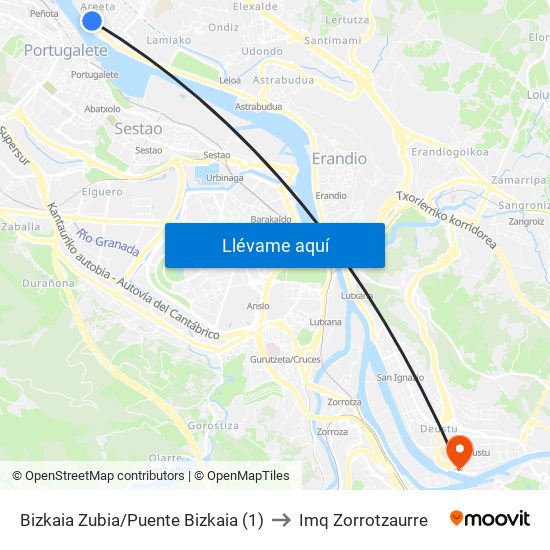 Bizkaia Zubia/Puente Bizkaia (1) to Imq Zorrotzaurre map