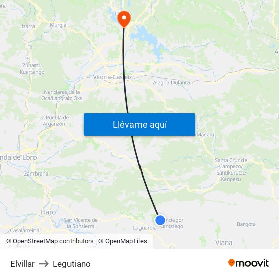 Elvillar to Legutiano map