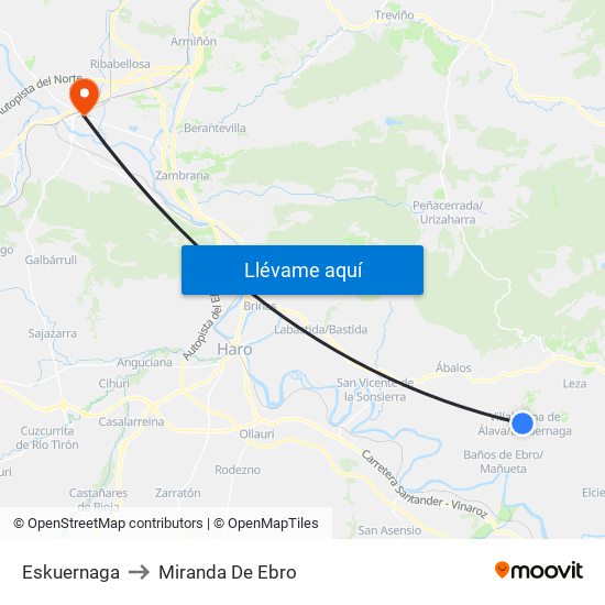 Eskuernaga to Miranda De Ebro map