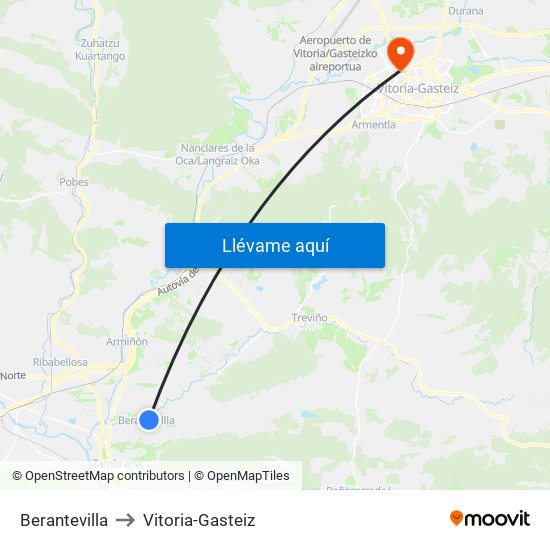 Berantevilla to Vitoria-Gasteiz map