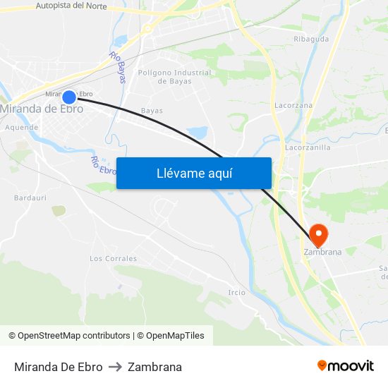 Miranda De Ebro to Zambrana map