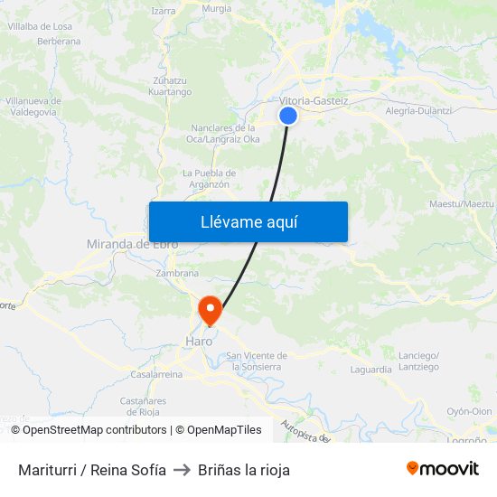 Mariturri / Reina Sofía to Briñas la rioja map