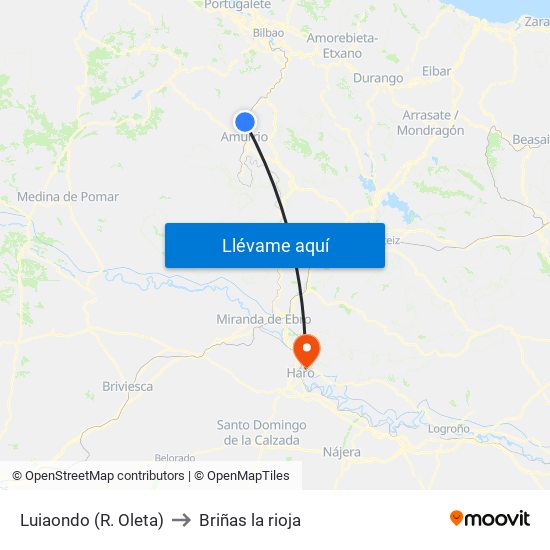 Luiaondo (R. Oleta) to Briñas la rioja map