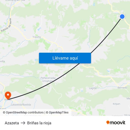 Azazeta to Briñas la rioja map