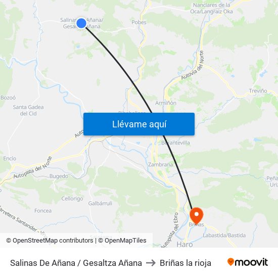 Salinas De Añana / Gesaltza Añana to Briñas la rioja map
