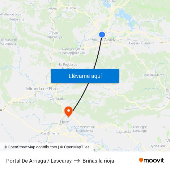 Portal De Arriaga / Lascaray to Briñas la rioja map