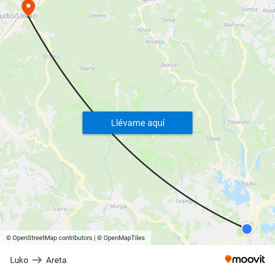 Luko to Areta map