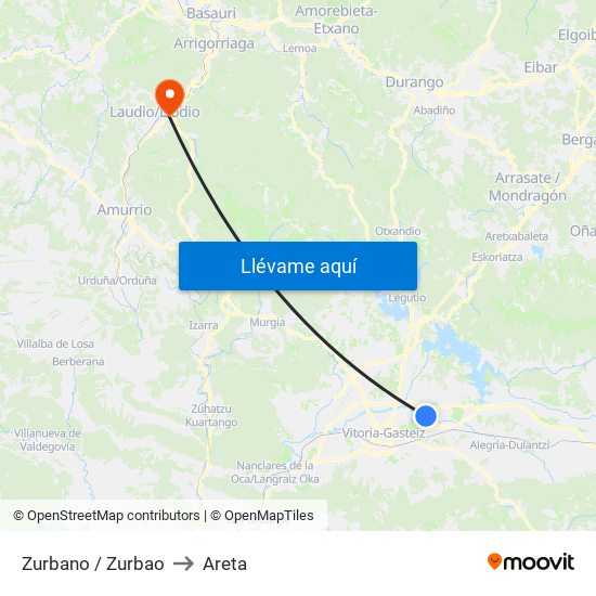 Zurbano / Zurbao to Areta map