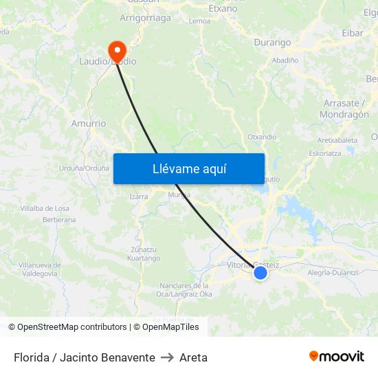 Florida / Jacinto Benavente to Areta map