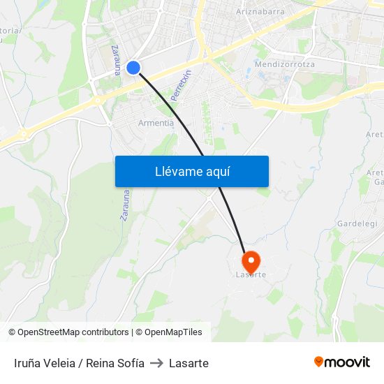 Iruña Veleia / Reina Sofía to Lasarte map