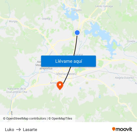 Luko to Lasarte map