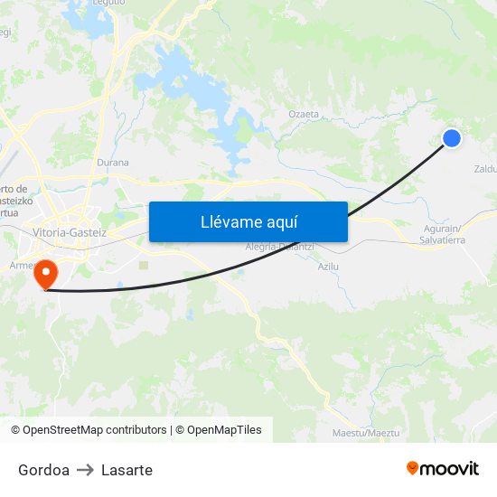 Gordoa to Lasarte map