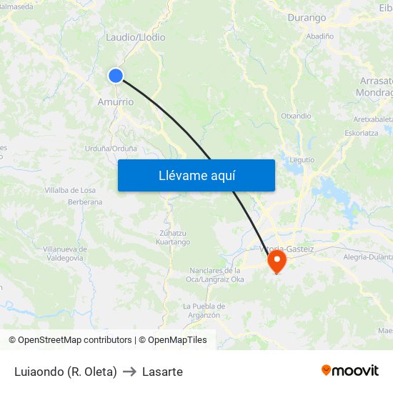 Luiaondo (R. Oleta) to Lasarte map