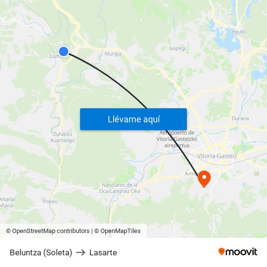 Beluntza (Soleta) to Lasarte map