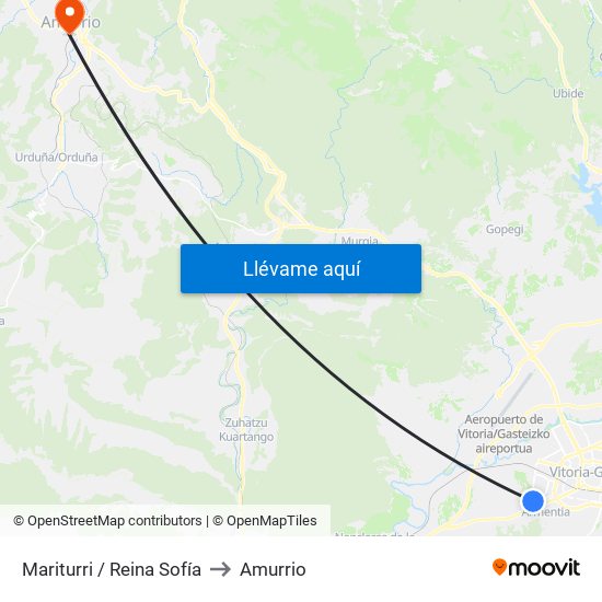 Mariturri / Reina Sofía to Amurrio map