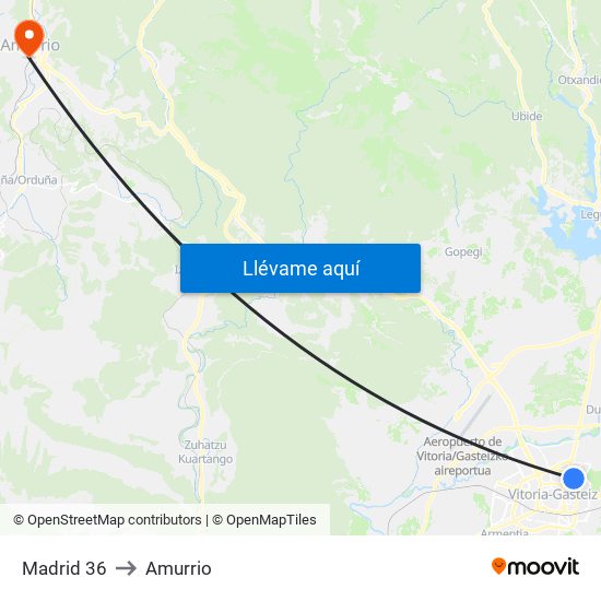 Madrid 36 to Amurrio map