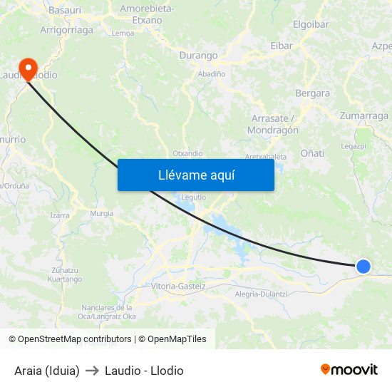 Araia (Iduia) to Laudio -  Llodio map