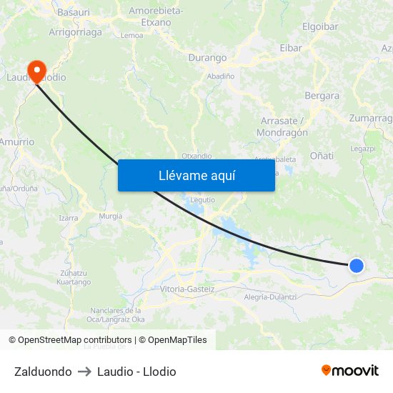 Zalduondo to Laudio -  Llodio map