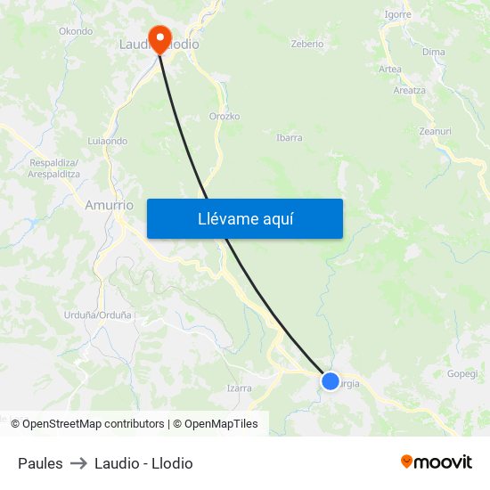 Paules to Laudio -  Llodio map