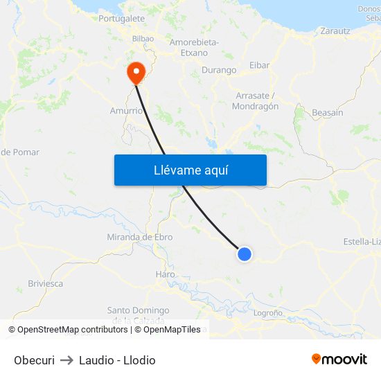 Obecuri to Laudio -  Llodio map