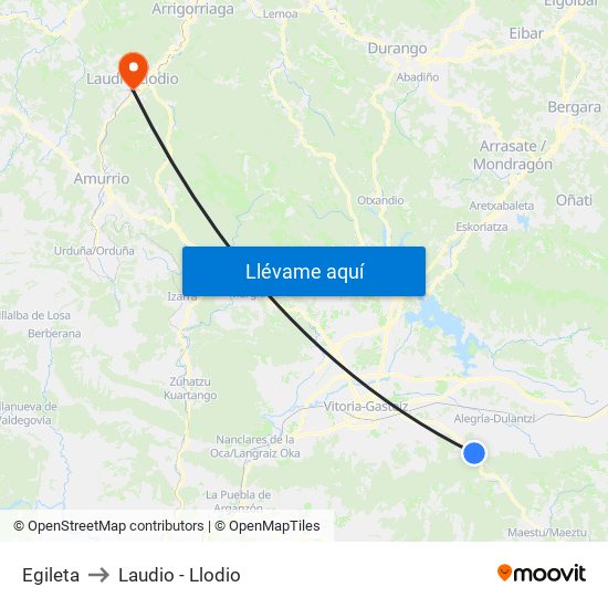 Egileta to Laudio -  Llodio map