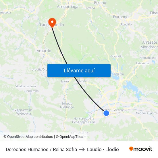 Derechos Humanos / Reina Sofía to Laudio -  Llodio map