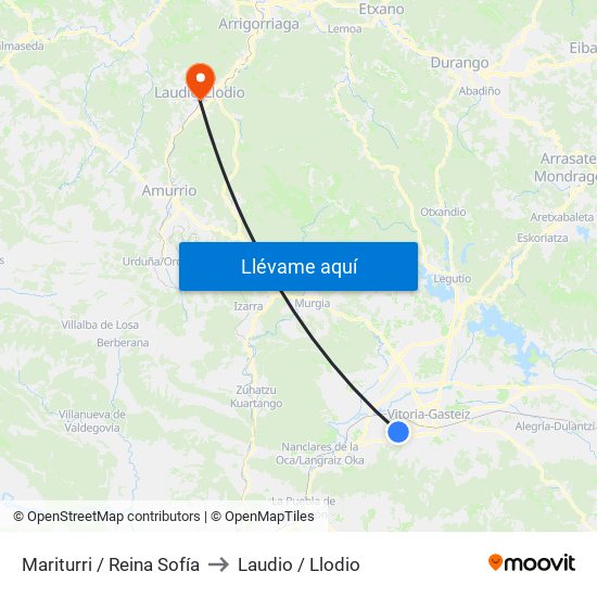 Mariturri / Reina Sofía to Laudio / Llodio map