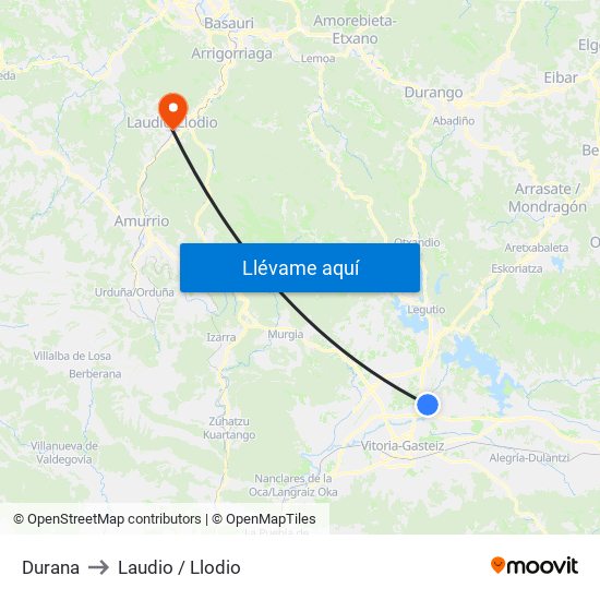 Durana to Laudio / Llodio map