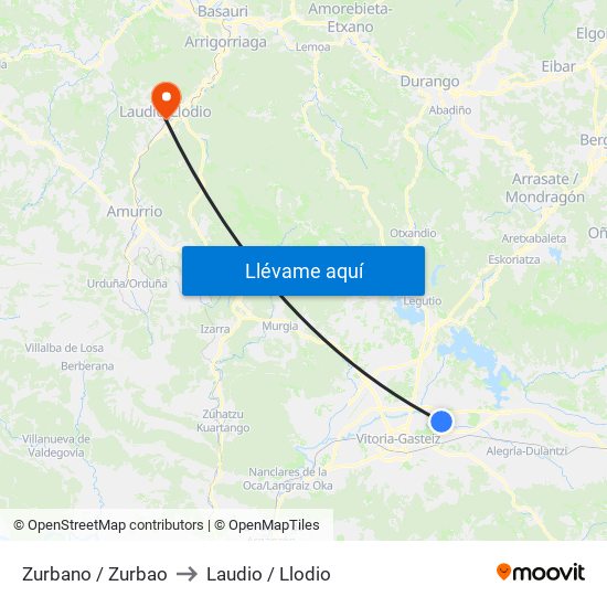 Zurbano / Zurbao to Laudio / Llodio map