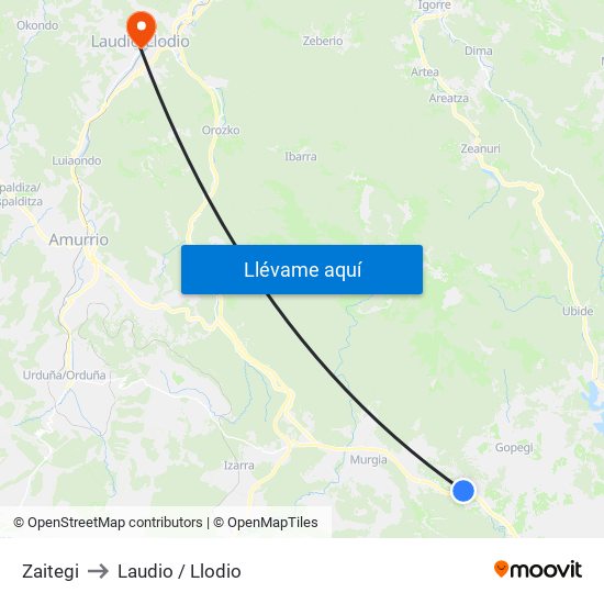 Zaitegi to Laudio / Llodio map
