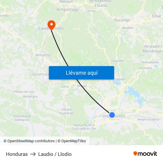 Honduras to Laudio / Llodio map