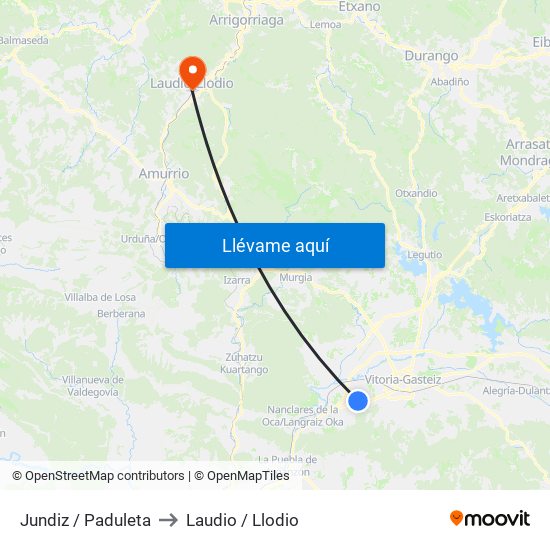 Jundiz / Paduleta to Laudio / Llodio map