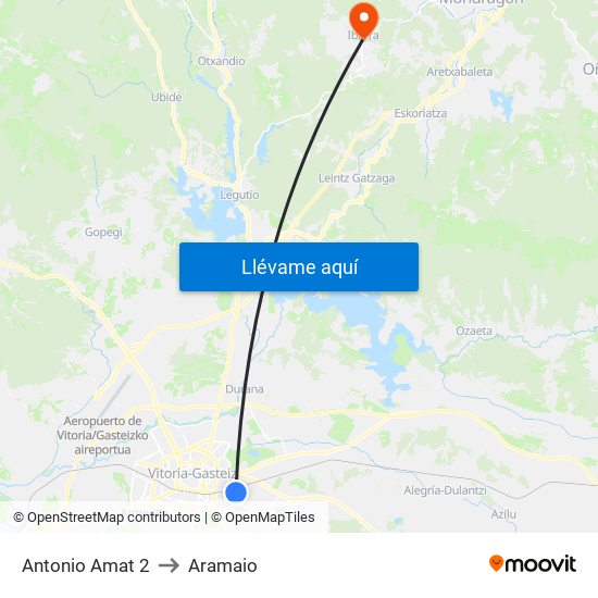 Antonio Amat 2 to Aramaio map