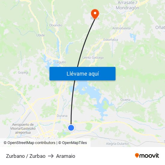 Zurbano / Zurbao to Aramaio map