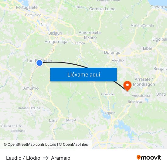 Laudio / Llodio to Aramaio map