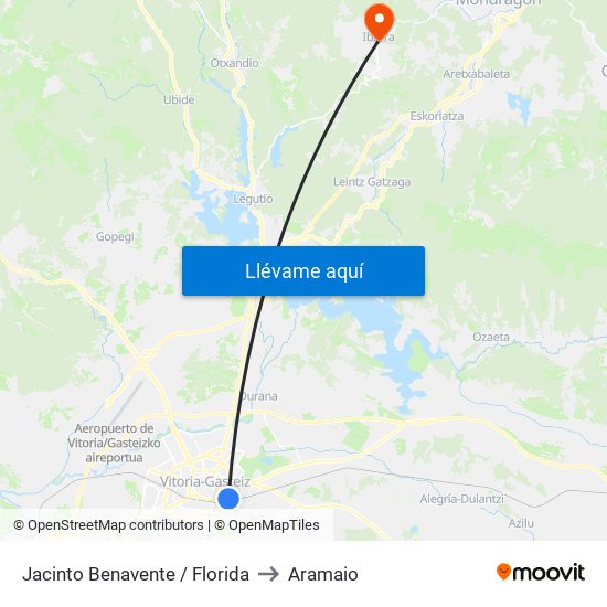 Jacinto Benavente / Florida to Aramaio map