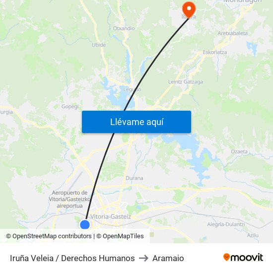 Iruña Veleia / Derechos Humanos to Aramaio map