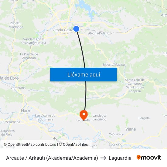 Arcaute / Arkauti (Akademia/Academia) to Laguardia map