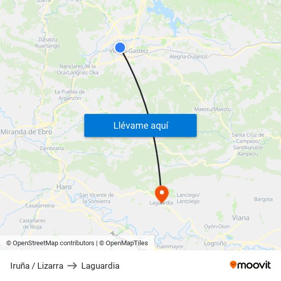 Iruña / Lizarra to Laguardia map