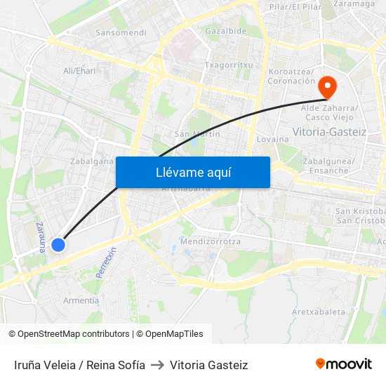 Iruña Veleia / Reina Sofía to Vitoria Gasteiz map