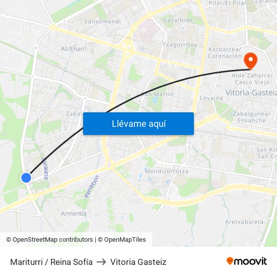 Mariturri / Reina Sofía to Vitoria Gasteiz map